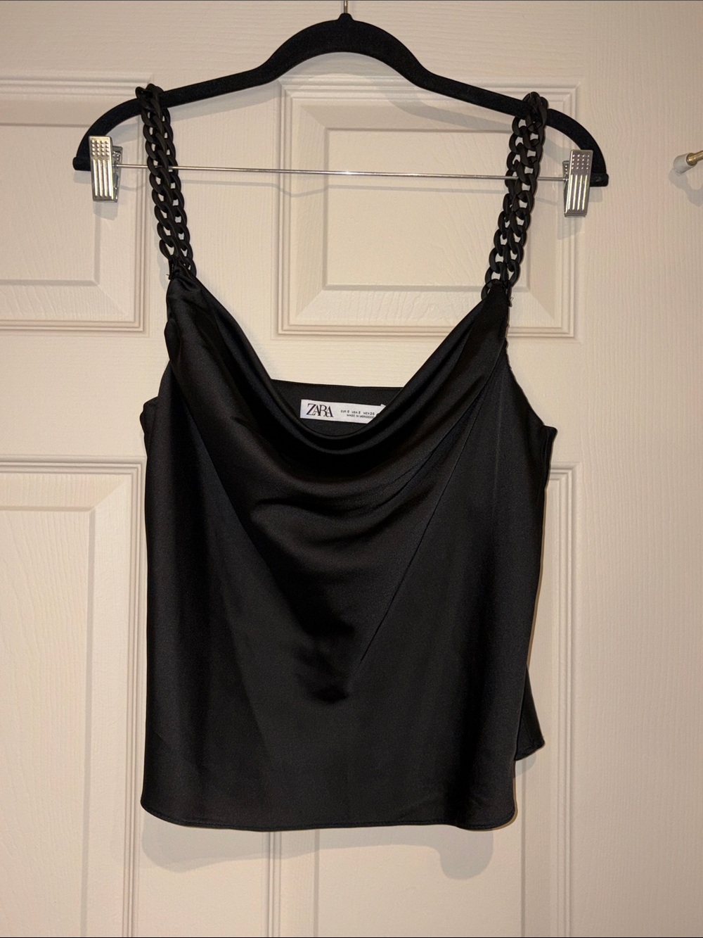 Zara Satin Cowl Tank with Chain Straps